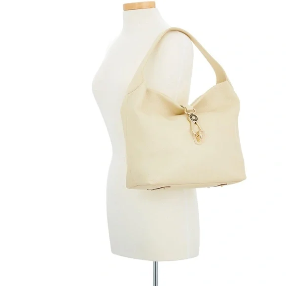 Dooney & Bourke Pebble Grain Logo Lock Bag - Bone - Picture 2 of 14